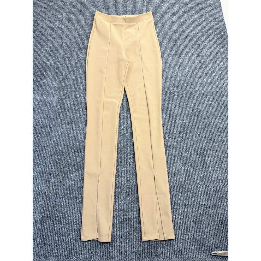 Zara Ottoman‎ Leggings Womens Medium High Waist Stretch Slit Front Color Camel